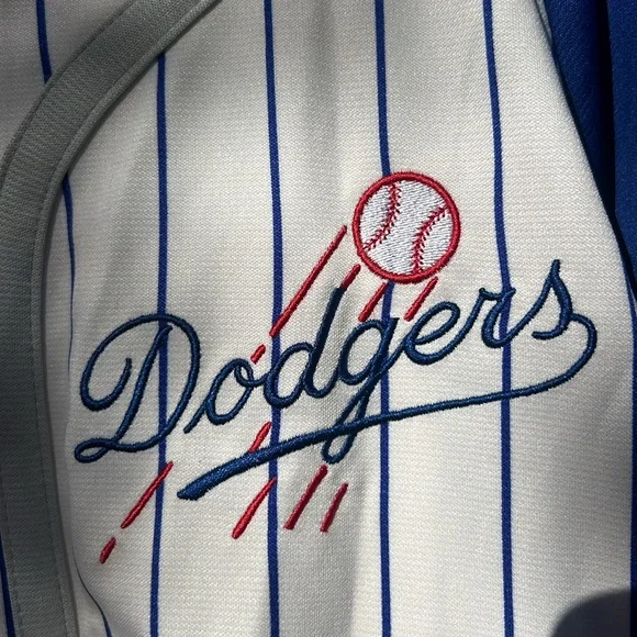 NWT Cooperstown Collection Dodgers Button Down Jersey Size L. - Picture 9 of 17